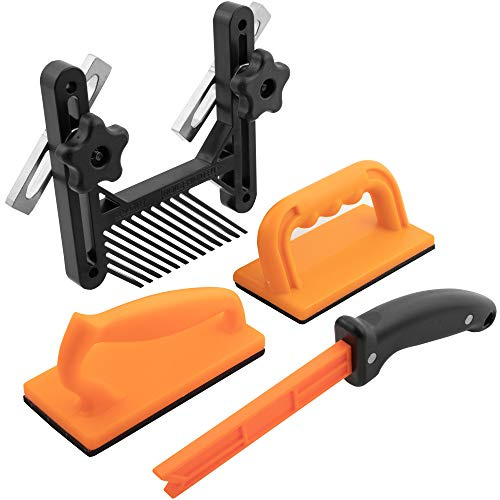 4 Piece Woodworking Safety Kit with Feather Board Magnetic Handle Push Stick Straight Handle Push Block and Angled Handle Push Block Ideal for Table Saws Router Tables Jointers and Band Saws