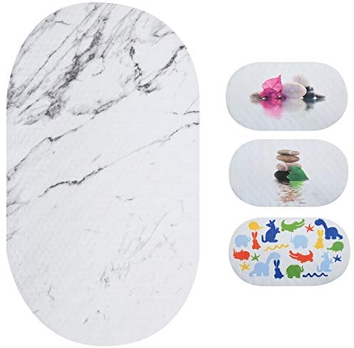 MSV Duschmatte Badematte Badewannenmatte Badewanneneinlage Duschmatte antibakteriell rutschfest mit Saugnäpfen - ca. 39 x 69 cm - Marmor Toscana