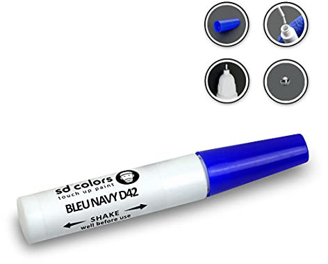SD COLORS 12 ML Peinture de Retouche avec Pinceau - Bleu Navy (D42) - Compatible avec RENO - Réparation de Rayures, Éclats et Peinture.