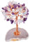 KYEYGWO Décoration Arbre de Vie en Pierre Naturelle d'Énergie, FengShui Figurine sur Tranche d'Agate pour Reiki Chakra Guérison Fortune Richesse Santé, Améthyste/Quartz Rose/Aquamarine