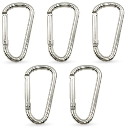 Trimming Shop 55mm Carabiner Aluminium Spring-Loaded Snap Hook Clasp, 5pcs