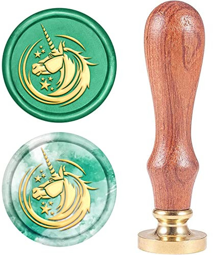 craspire Retro Versiegelungswachsstempel Einhorn, Tier Wachs-Siegel-Stempel Abnehmbar Dichtungsstempelkopf Aus Messing Holzgriff Für Hochzeitseinladungen Geschenkverpackungskarten Briefe Umschläge