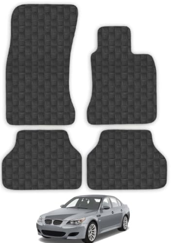 Compatible with Rubber Car Mats BMW 5 Series (2003-2010) [Automatic] 3mm | Tailored Fit Durable Floor Mats Full Coverage Protection Waterproof Accessories Easy Clean Anti Slip Made in the UK