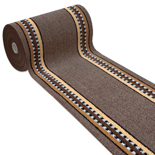 emmevi Tappeto Cucina Antiscivolo Passatoia Bordata Ingresso Scala Lavabile Mod.ALEXA Dis.A 57X400 MARRONE