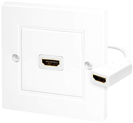 BIGtec Toma de pared HDMI de 1 enchufe, montaje empotrado, 1 conector hembra A - 1 conector A hembra a 1 conector A hembra, 15 cm, HDMI de alta velocidad con Ethernet, 3D, Full HD, HDTV, 4 K, 2160p