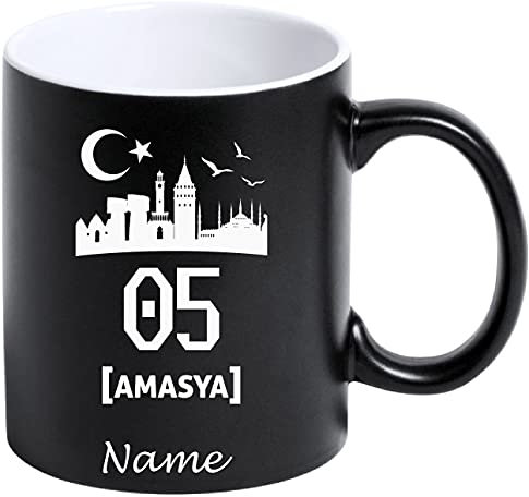 Tasse Kaffeetasse Kahve Cay Bardagi Bardak Hediye Matt Schwarz Türkei Flagge Motiv2 05 Amasya