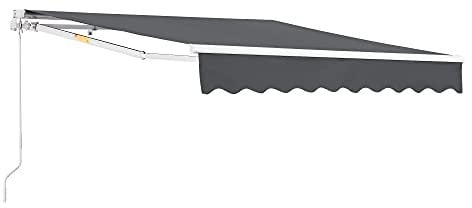 [en.casa] Toldo Articulado Bitonto con Armazón con Brazo Extraíble Toldo Retráctil Manual y Enrollable con Manivela Parasol para Terraza Balcón Patio 350 x 250 cm - Gris Oscuro