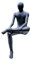 IDYL Moderne Skulptur Figur Sandsteinguss Sitting Man | wetterfest | Farbe schwarz | Maße 19x23x43 cm | Dekorationsfigur für jeden Wohnbereich, Balkon und Garten