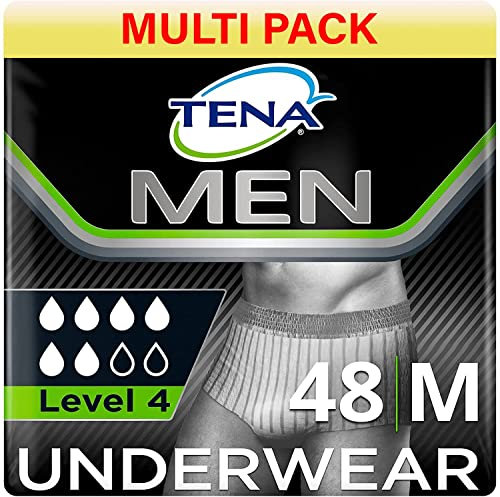 TENA Sous-vêtements de protection pour homme - S/M - Niveau 4 Premium Fit - 50 culottes d'incontinence