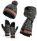 YULOONG Winter Beanie Mütze Schal Touchscreen Handschuhe 3 in 1 Set für Damen Rippstrick Marine