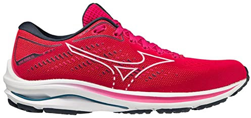 Mizuno Women's Wave Rider 25 (W) Running Shoes, Pink Peacock White Moroccan Blue, 5 UK