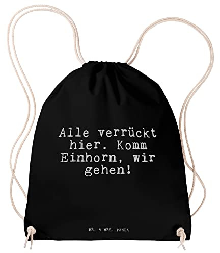 Mr. & Mrs. Panda Turnbeutel Alle verrückt hier. Komm... - Geschenk, Jutebeutel, Beutel, witzig, Sportbeutel, Freundin, Spruch Sprüche Weisheiten Zitate Lustig Weisheit Worte, wander rucksack, Glitzern