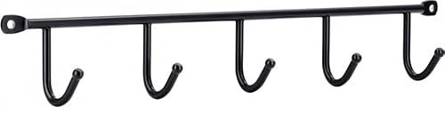 SIRO Hakenleiste Illertissen, Schlicht, Stahl schwarz matt pulverbeschichtet, 350 mm x 32 mm x 53 mm, LA 339 mm, 2081-350PB12