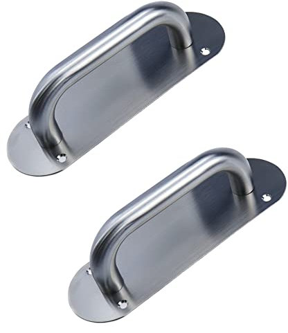 WDONAY 2 Stück Edelstahl Push-Pull Plate Handle Thickened Door Handle Oval Door Handle Hole Distance 140mm, 47mm/5.52, 1,8  Silver (Inklusive Screws)