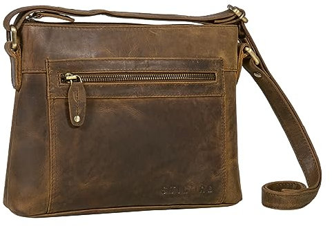 STILORD 'Wanda' Leder Handtasche Damen Klein Umhängetasche für Frauen Elegante Schultertasche für Shopping Freizeit Vintage Crossbody Bag Echtleder, Farbe:vinto - braun