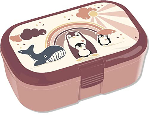 Lutz Mauder Lunchbox * SÜSSER PINGUIN * für Kinder | 10690 | Perfekt für Penguin Fans | Braun Junge Vesperdose Brotdose Brotzeit Schule Grundschule