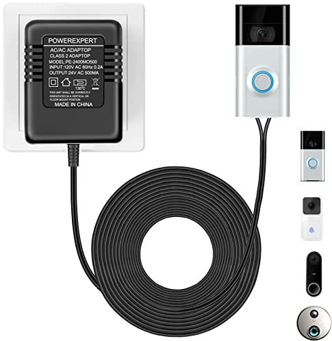 ATUOE Doorbell Transformer, 24V/500mA, AC Mains, 0.5A, Wall Mount, Compatible with Nest, Ecobee, Honeywell, Sensi Thermostats & Doorbells
