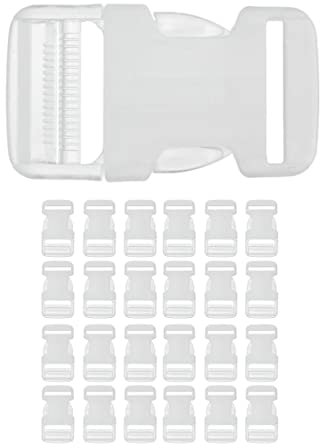 Lot de 2 Boucles en Plastique, Choisissez la Taille et la Couleur, la Broche en polypropylène, la Fermeture et la rondelle de Sac à Dos, Fermeture pour Sacs de Voyage, (2x25mm, Broche Transparente)