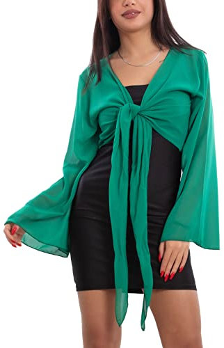Toocool Coprispalle Donna Elegante Maniche Ampie Cerimonia Bolero VB-10371 [Taglia Unica,Verde Scuro]