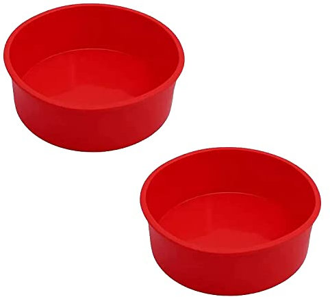 ZEACCT 2 Pack 6 Round Silicone Bakeware - Non-Stick Layer Cake Mould Set with Quick Release Base, Oven-Safe Tins for Cheesecakes & Rainbow Cakes
