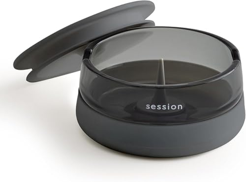 Session Goods Aschenbecher mit Silikondeckel Outdoor Aschenbecher | Austauschbares Design aus hochwertigem Borosilikatglas, tragbar und leicht zu reinigen, ideal für den Innen- und Außenbereich