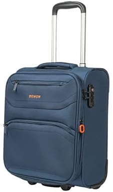 BEMON Lowcost Kabine Koffer aus weichem Segeltuch, 4 Räder, 45 cm, Kinn, Schwarz, blau, 45 x 35 x 18/22 cm, Koffer