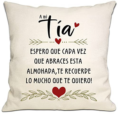Bommex Tia Regalo de Sobrina Sobrino Espero Que Cada Vez Que abraces Este cojin te recuerde Cuanto te Quiero Funda de Cojin Tia Regalo de Cumpleaños Dia de la Madre (tía)