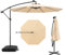 GYMAX Ombrellone da Balcone 3x3 M, Ombrellone Decentrato Laterale Roma Inclinabile, 40 Perle Luci LED Solari Luminose, con Manovella, Giardino Patio Terrazzo Caffetteria Ristorante (Beige)