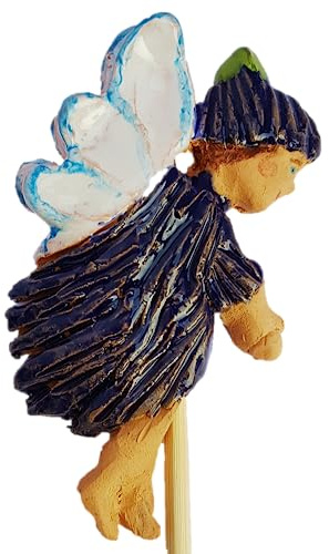 Keramik Blumenstecker Elfe im Kornblumenkleid
