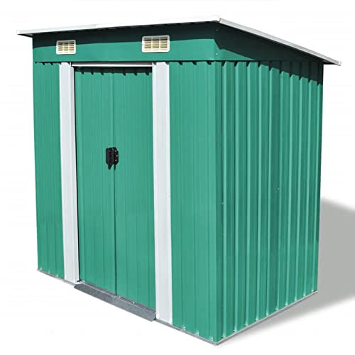 LAPOOH Gartenschuppen, Gerätehaus, Gartenhaus, Fahrradgarage, Geräteschuppen, Gartenhütte, Grün Metall