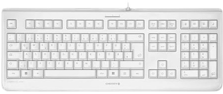 Cherry KC 1068, Flache wasserdichte Tastatur, Schweiz QWERTZ, Weiß-Grau