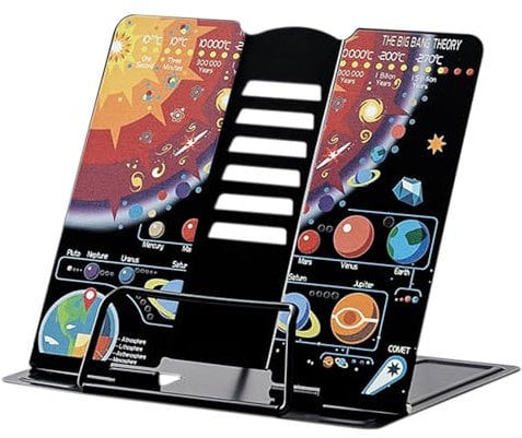 GmeDhc Leseständer Metall, Leseständer Kinder Höhenverstellbar, Kosmisches Sonnensystem Planet faltbares Bücherregal, 6 Stufen Verstellbar Leseständer, für Studieren, Arbeiten, Lesen