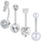 Gojewen 4stk Bauchnabelpiercing 14mm Chirurgenstahl Langes Piercing Bauchnabel Bauchpiercing Schmuck Silber Damen