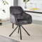 Lvhecforhm Drehstuhl Sessel 1er Set, Drehsessel mit Sitzfläche aus Samt Stoff, Loungesessel Wohnzimmerstuhl mit Rückenlehne, Armlehnenstuhl mit Metallbeine, Esszimmerstuhl Dunkelgrau Modern Design