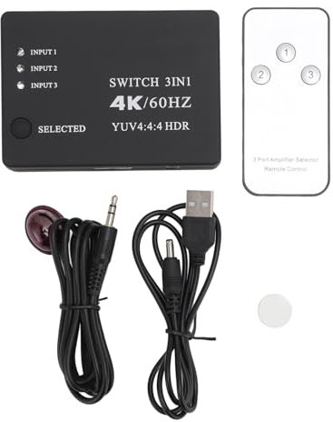 HDMI-Switch 4K 60 Hz Splitter, 3 in 1 Out HDMI 2.0 Switcher Selector, für DVD STB, für PC, DV, DLP-Videoprojektor