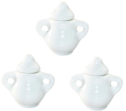 ifundom 3 Pièces Mini sucrier Cadeau d'anniversaire Enfants sucrier de Maison de poupée des modèles décor sucriers Miniatures en Porcelaine modèles de sucriers céramique théière Bouilloire