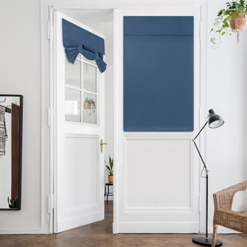 HOMEIDEAS Dark Teal French Door Curtain, Privacy Curtains for Window, Thermal Insulated Tie Up Shades, 26 X 40 Inch, 1 Panel