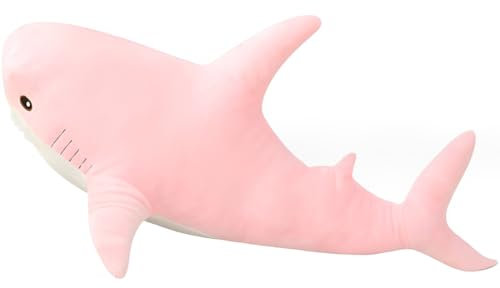 DongAi Cuscino giocattolo a forma di squalo, 80 cm, squalo gigante, giocattolo super morbido e carino, decorazione per la stanza dei bambini, regalo per andare a dormire (rosa)