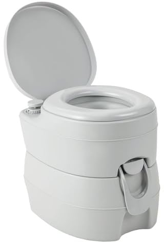 SPOTRAVEL 20L Portable Camping Toilet, Outdoor Flushing Toilet with Waste Tank, Flush Pump & Handles, Compact Emergency Commode Porta Potty for RV Travelling Hiking Fishing Road Trip, 150KG Capacity