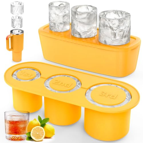 Eiswürfelform mit Deckel und Mülleimer für Stanley, für Stanley-Zubehör, zylinderförmige Eiswürfelform aus Silikon, Eiswürfelformen für Gefrierschrank, große Eiswürfelformen, 590 - 1134 ml, Eisformen