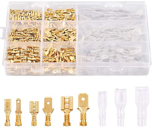 Kabelschuhe Set, Rohrkabelschuhe Set, 270 Stück 6 Typen Flachsteckhülsen Sortiment Mit Box, Ringkabelschuh erzinnte Kupfer, Quetschverbinder Set, Geeignet als Kabelverbinder für Kfz