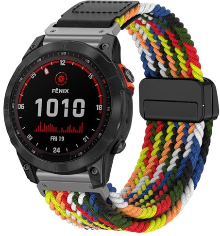 BIRDTOBR Armband für Fenix 6X Pro/ 6X/ 7X/ 5X/ 5X Plus, 26mm Quick-Fit Doppelmagnet Einstellbar Nylon Ersatzarmband für Fenix 7X/ 7X Pro/ 7X Solar/ 7X Sapphire Solar/Fenix 3/ Fenix 3 HR