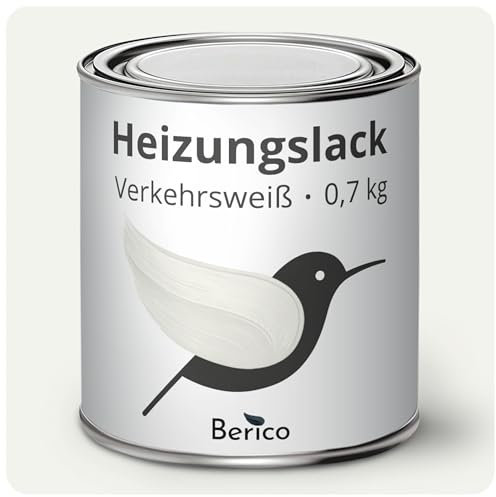 Berico Heizkörperlack - 0,7 Kg - Helles Weiß (ähnl. Verkehrsweiß RAL 9016) - BE 400 Heizungslack, Heizungsfarbe, Heizkörperfarbe, Acryllack