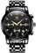 OLEVS Watches for Men Schwarz Edelstahl Band Großes Gesicht Chronograph Armbanduhr Herren Mode Freizeit Wasserdicht Leuchtend Uhren Herren Analoger Quarz Mit Datum Herrenuhr