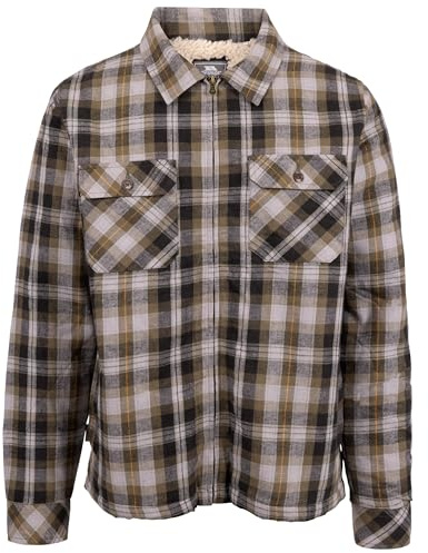 Trespass Mens Sherpa Lined Shirt Danehill - Men's Long Sleeve Plaid Shirt, Checked Button Down Style Flannel Shirt, Full Zip Jacket, Lumberjack Fleece Lined Top