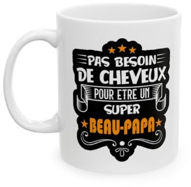 Jm-Déco Mug Pas Besoin de Cheveux pour être Un Super Beau Papa - Idée Cadeau - Tasse en céramique - Humour Sympa Fun