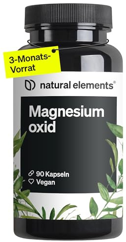 natural elements Magnesium - 90 Kapseln - 667mg, davon 400mg elementares Magnesium pro Kapsel - Laborgeprüft, hochdosiert, vegan