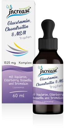 Liposomale Glucosamin, Chondroitin & MSM Tropfen hochdosiert - (45.750mg pro Packung) 1525mg pro Tagesdosis mit Hyaluron, Elderberry, Boswellia (Weihrauch) und Bromelain - MCT Öl