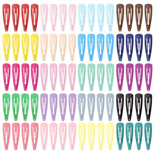 kujootone 80 Pieces Colorful Snap Hair Clips for girls,2 Inch Metal Fastener Candy Curl Hair Clips - Vibrant Kids' Barrettes Hair Accessories for Little Girls, Perfect for Fine Hair, 20 colors