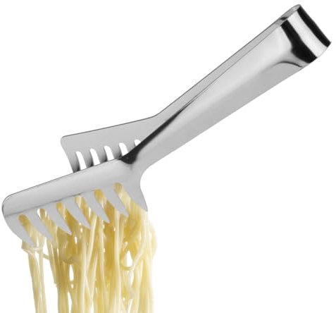 Pinze per servire spaghetti, pinze per pasta, Pinze da cucina per tagliatelle in acciaio inossidabile, Pinze da cucina per spaghetti con impugnatura comoda e resistente al calore per cucina,